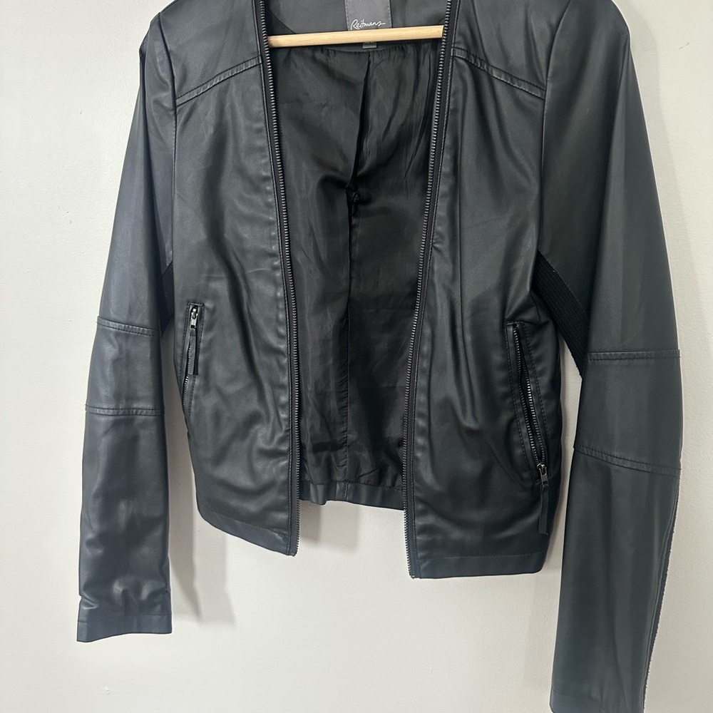 Reitmans Black Faux Leather Moto-Style Jacket